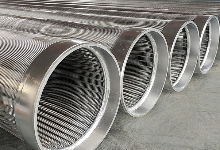 ss304l wedge wire strainer pipe with beveled welding ring